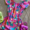 fernandaramoskids com br Vestido Infantil Feminino Soltinho Estampado Pink Flúor2