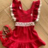 fernandaramoskids com br Vestido Infantil Feminino Vermelho com Amarração de Renda1