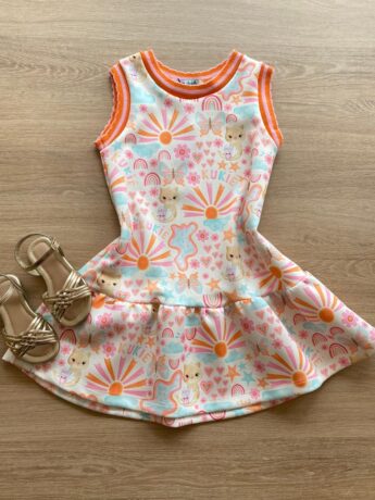 Vestido Regata Infantil Feminino Estampado Fernanda Ramos Kids