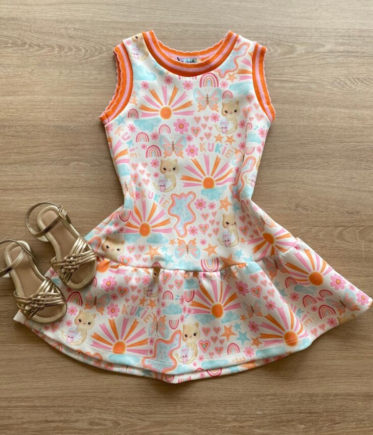 Vestido Regata Infantil Feminino Estampado Fernanda Ramos Kids