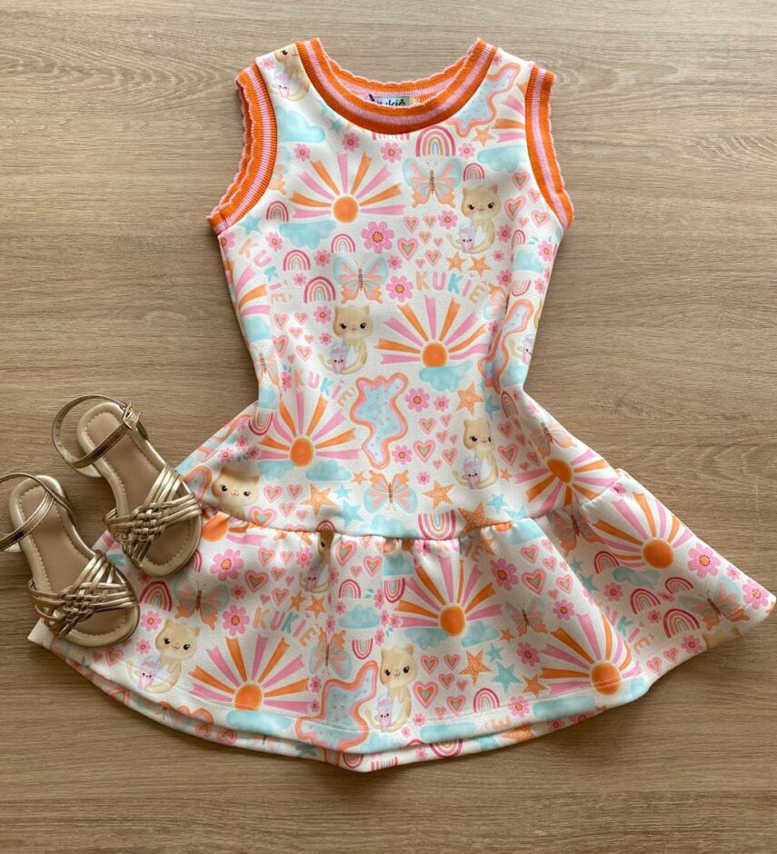 Vestido Regata Infantil Feminino Estampado Fernanda Ramos Kids