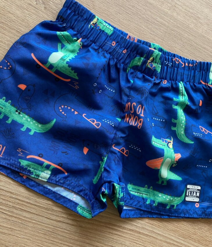 fernandaramoskids com br Bermuda Infantil Masculina Azul Estampada Jacaré1