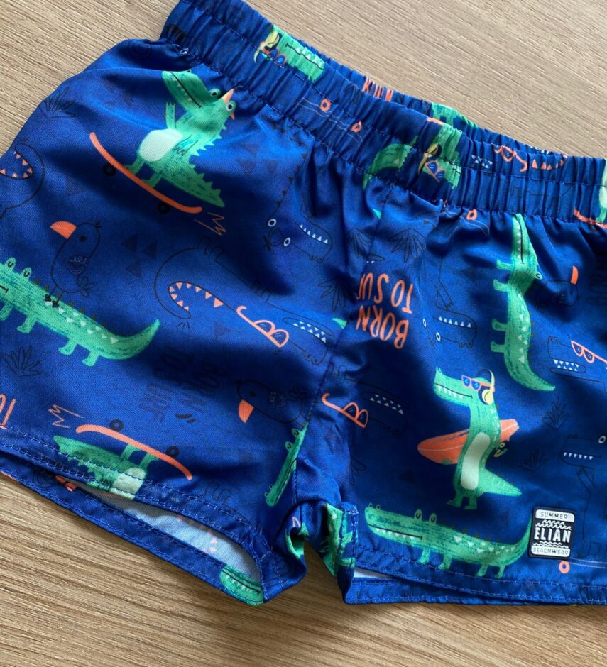 fernandaramoskids com br Bermuda Infantil Masculina Azul Estampada Jacaré1