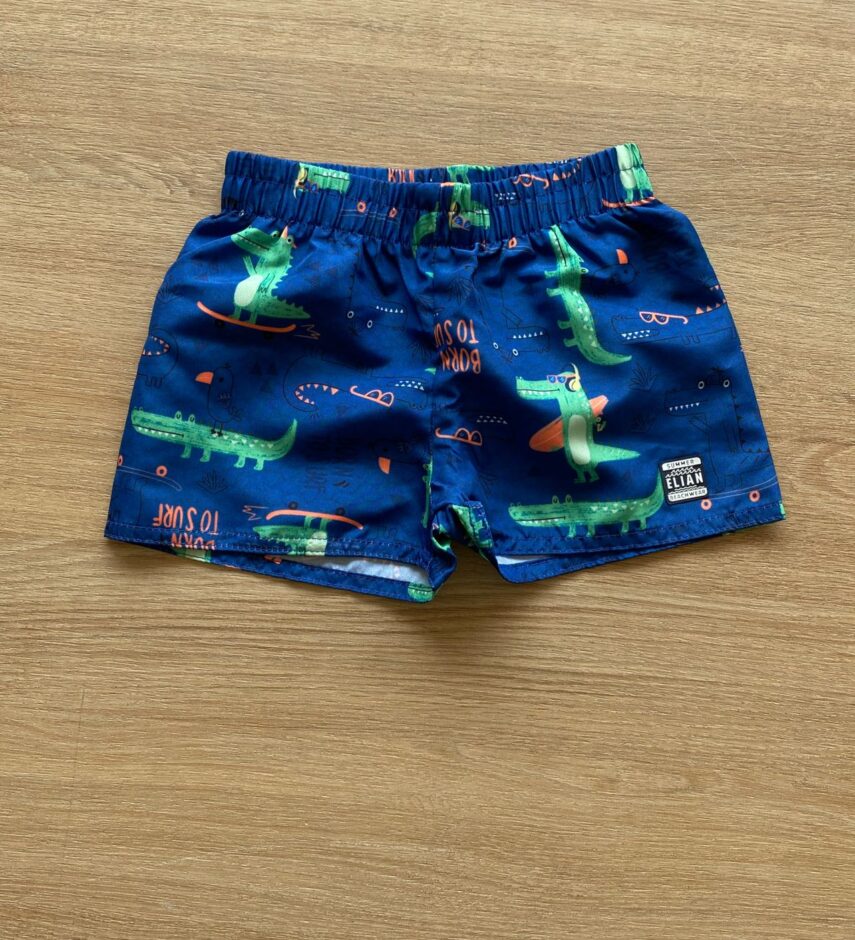 Bermuda Infantil Masculina Azul Estampada Jacaré Fernanda Ramos Kids