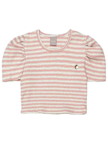 Blusa Cropped Infantil Feminina Listrada Manga Curta Fernanda Ramos Kids