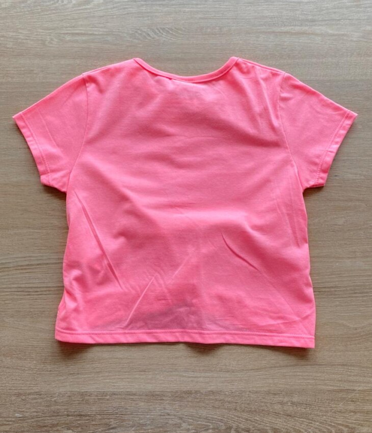 fernandaramoskids com br Blusa Cropped Manga Curta Lovely Rosa Neon2