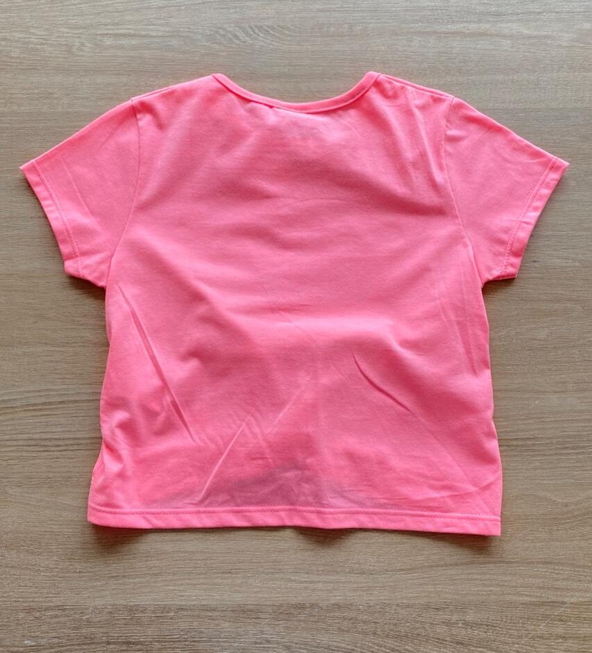fernandaramoskids com br Blusa Cropped Manga Curta Lovely Rosa Neon2