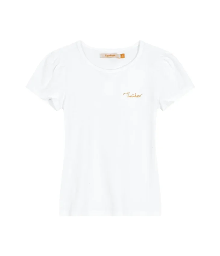 Blusa Manga Curta Infantil Feminina Branca Fernanda Ramos Kids