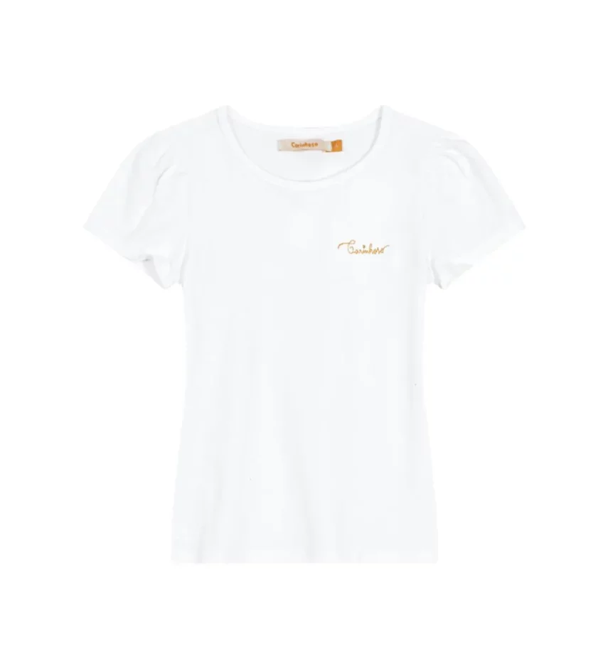 Blusa Manga Curta Infantil Feminina Branca Fernanda Ramos Kids