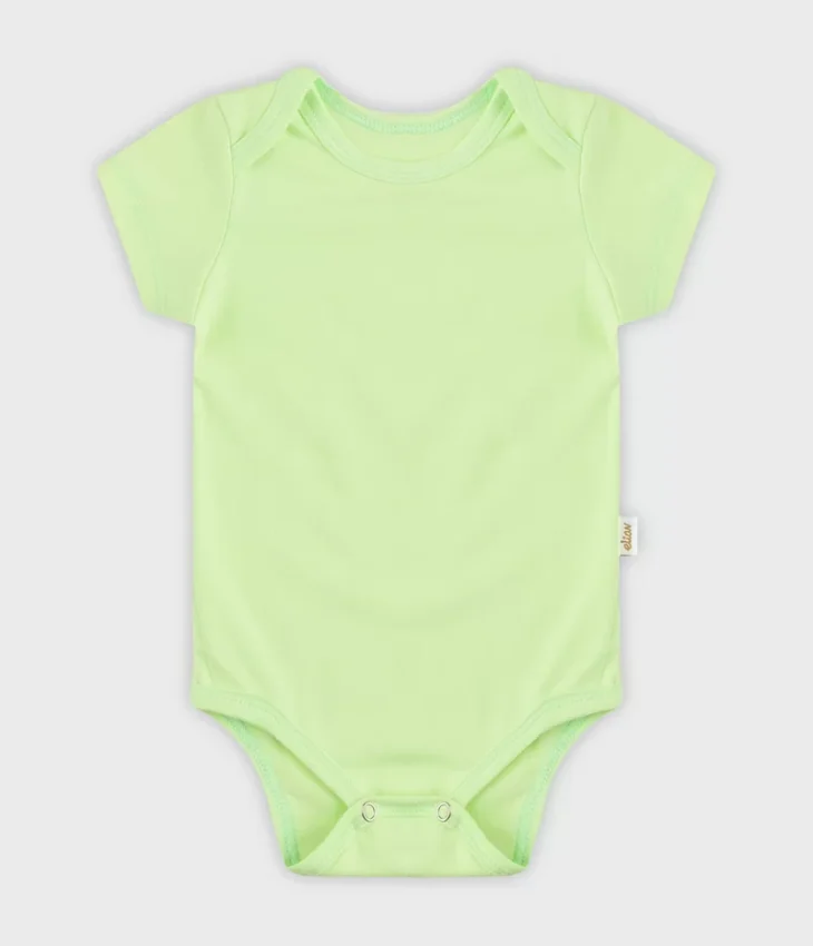 Body Infantil Unissex Manga Curta Verde Claro Fernanda Ramos Kids