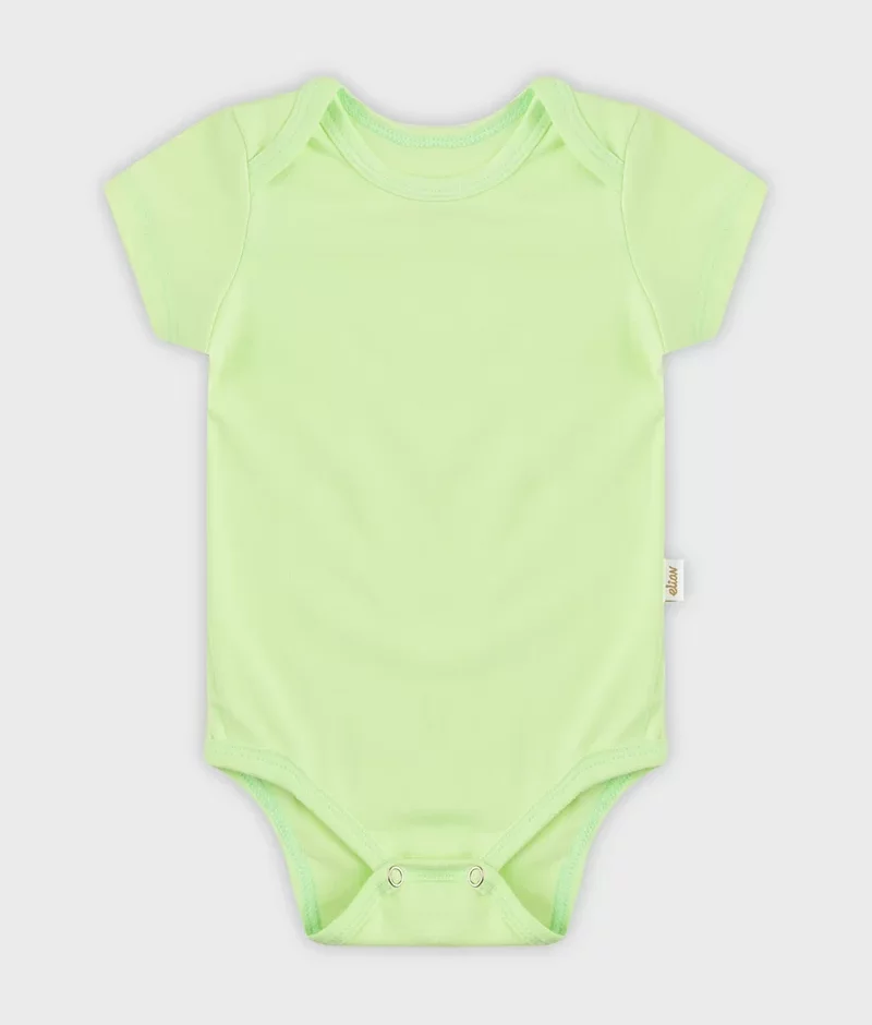 Body Infantil Unissex Manga Curta Verde Claro Fernanda Ramos Kids