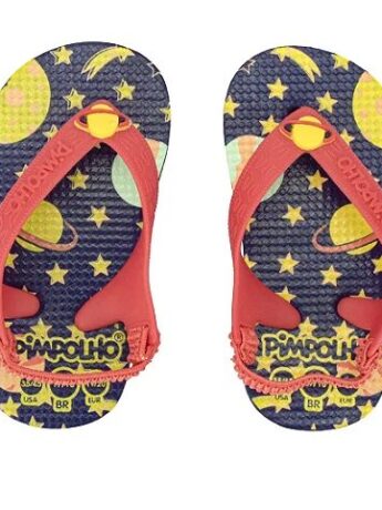 Chinelo Infantil Masculino Pimpolho Estampado com Correia Vermelha Fernanda Ramos Kids