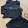 fernandaramoskids com br Conjunto Infantil Feminino Cropped com Abertura e Short Preto1