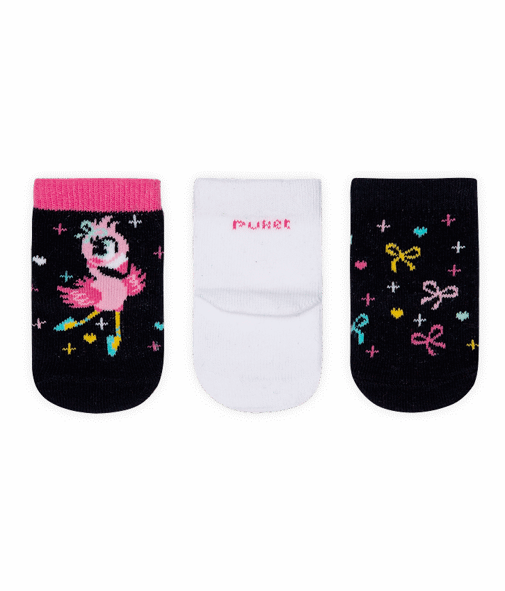 Kit 3 Meias Infantil Feminina Soquete Flamingo Fernanda Ramos Kids