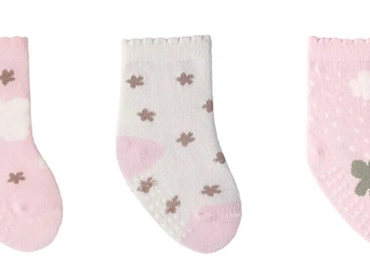Kit com 3 Meias Infantil Antiderrapante Feminina Estampadas Fernanda Ramos Kids