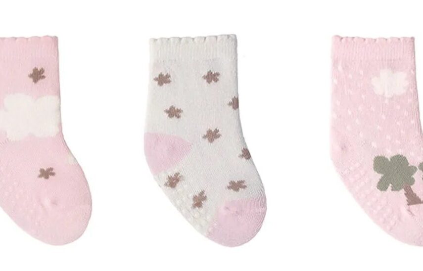 Kit com 3 Meias Infantil Antiderrapante Feminina Estampadas Fernanda Ramos Kids