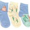 Kit com 3 Meias Infantil Feminina Azul e Salmão Hipopótamo Fernanda Ramos kids