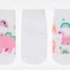 Kit com 3 Meias Infantil Feminina Branca Estampada Fernanda Ramos Kids