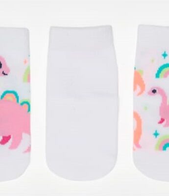 Kit com 3 Meias Infantil Feminina Branca Estampada Fernanda Ramos Kids