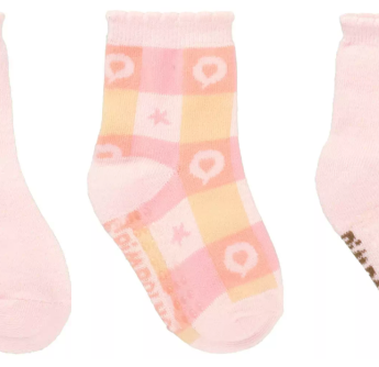 Kit com 3 Meias Infantil Feminina Cano Alto Antiderrapante Estampadas Fernanda Ramos kids