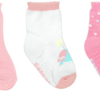 Kit com 3 Meias Infantil Feminina Cano Alto Antiderrapante Tucano Fernanda Ramos Kids