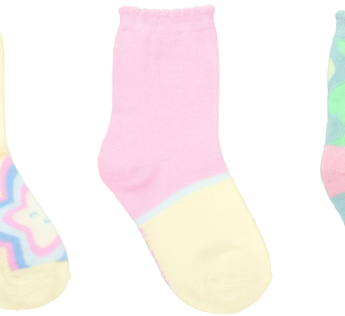 Kit com 3 Meias Infantil Feminina Cano Alto Coloridas Estampadas Fernanda Ramos Kids