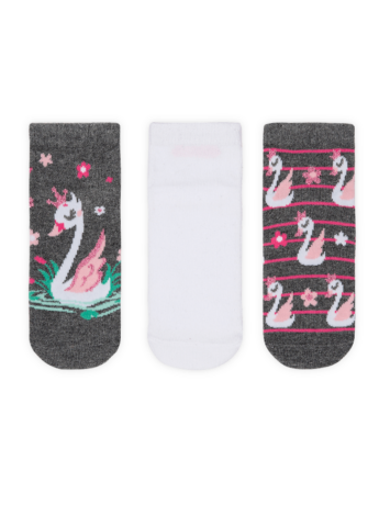 Kit com 3 Meias Infantil Feminina Cisne Fernanda Ramos Kids