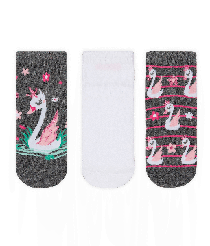 Kit com 3 Meias Infantil Feminina Cisne Fernanda Ramos Kids