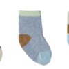 Kit com 3 Meias Infantil Masculina Antiderrapante Azul e Bege Pera Fernanda Ramos Kids