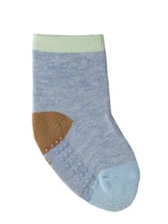 Kit com 3 Meias Infantil Masculina Antiderrapante Azul e Bege Pera Fernanda Ramos Kids