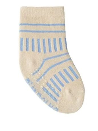 Kit com 3 Meias Infantil Masculina Antiderrapante Azul e Bege Tigre Fernanda Ramos Kids