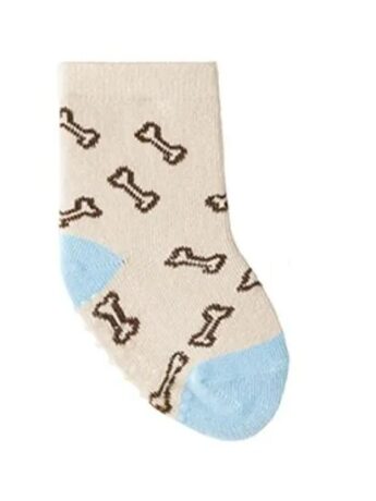 Kit com 3 Meias Infantil Masculina Antiderrapante Cachorrinho Fernanda Ramos Kids