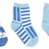 Kit com 3 Meias Infantil Masculina Azul e Branca Polvo Fernanda Ramos Kids