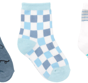 Kit com 3 Meias Infantil Masculina Azul e Branca Vídeo Game Fernanda Ramos Kids