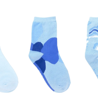 Kit com 3 Meias Infantil Masculina Azul Estampadas Fernanda Ramos Kids