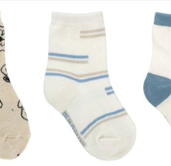 Kit com 3 Meias Infantil Masculina Bege e Off White Cachorro Fernanda Ramos Kids