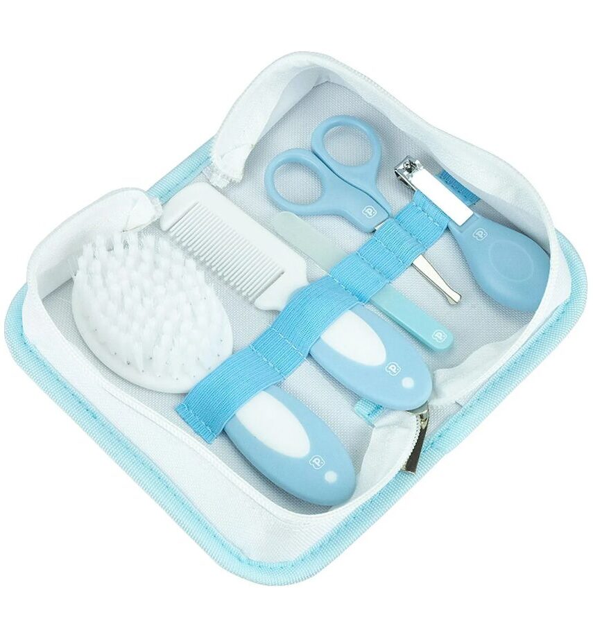 Kit Cuidados com 5 Peças + Nécessaire Infantil Masculino Azul Fernanda Ramos Kids