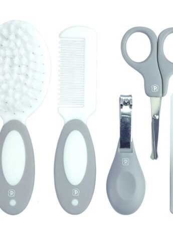 Kit Cuidados com 5 Peças + Nécessaire Infantil Masculino Cinza Fernanda Ramos Kids