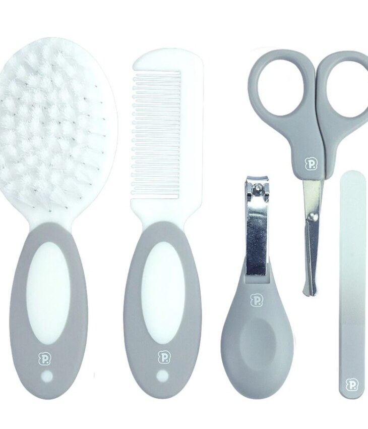 Kit Cuidados com 5 Peças + Nécessaire Infantil Masculino Cinza Fernanda Ramos Kids