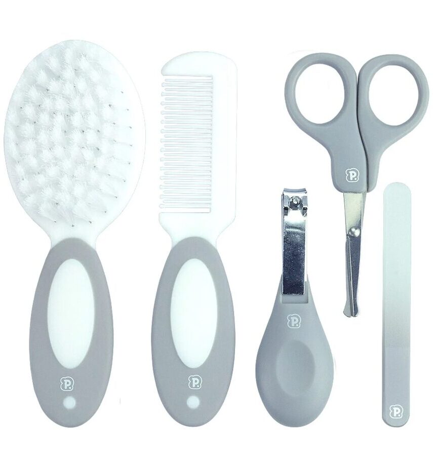 Kit Cuidados com 5 Peças + Nécessaire Infantil Masculino Cinza Fernanda Ramos Kids