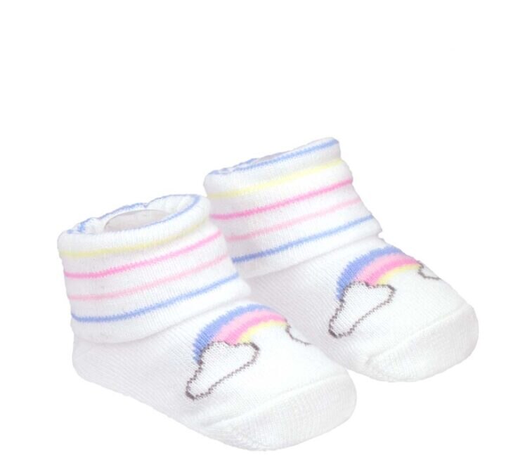 fernandaramoskids com br kit Meia com 2 Pares Rn Branca Arco Íris e Ursinho1