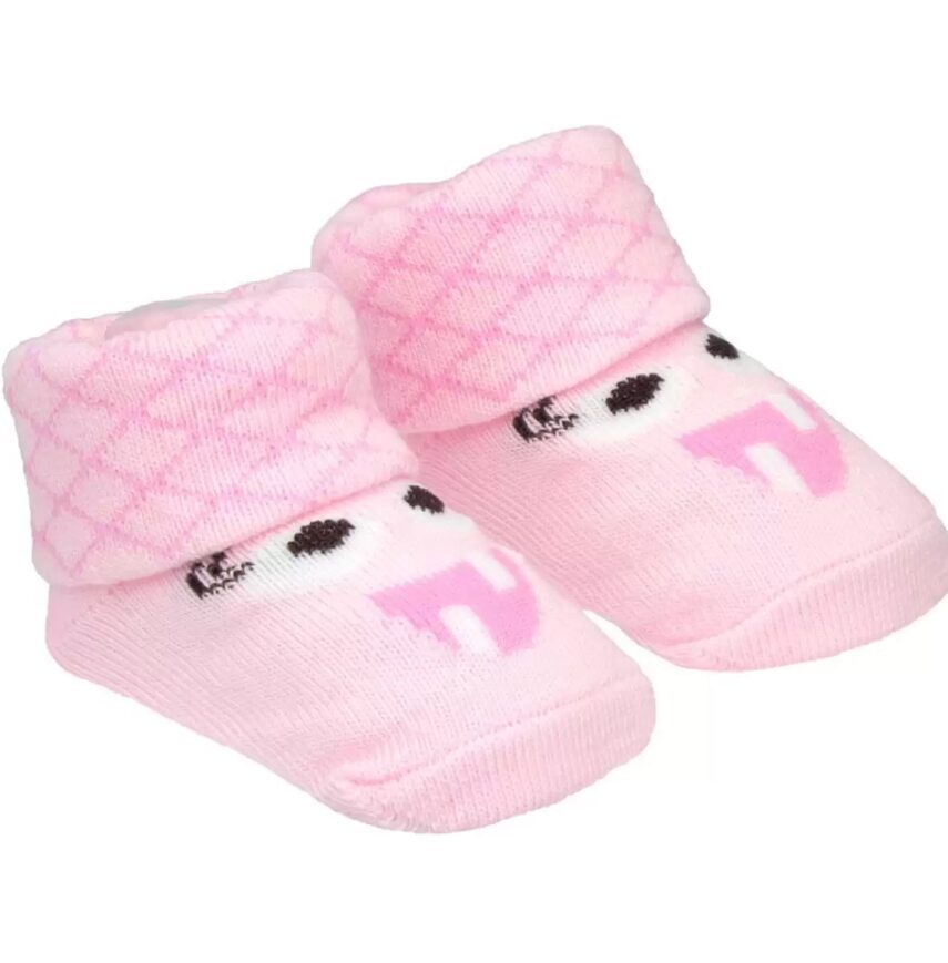fernandaramoskids com br kit Meia com 2 Pares Rn Rosa e Rosé Monstrinha2