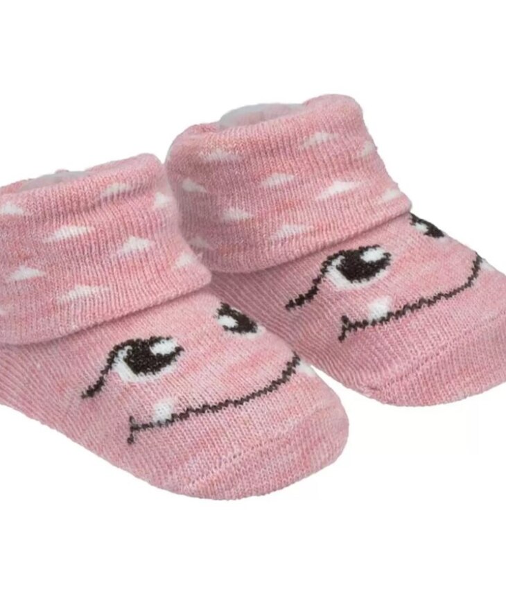 fernandaramoskids com br kit Meia com 2 Pares Rn Rosa e Rosé Monstrinha1