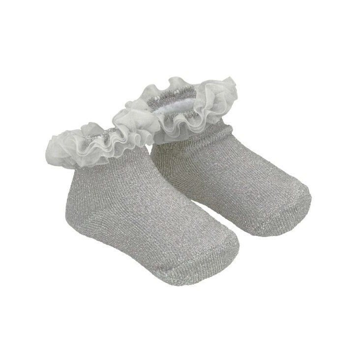fernandaramoskids com br kit Meia Feminina com 2 Pares Rn Branca e Prata1