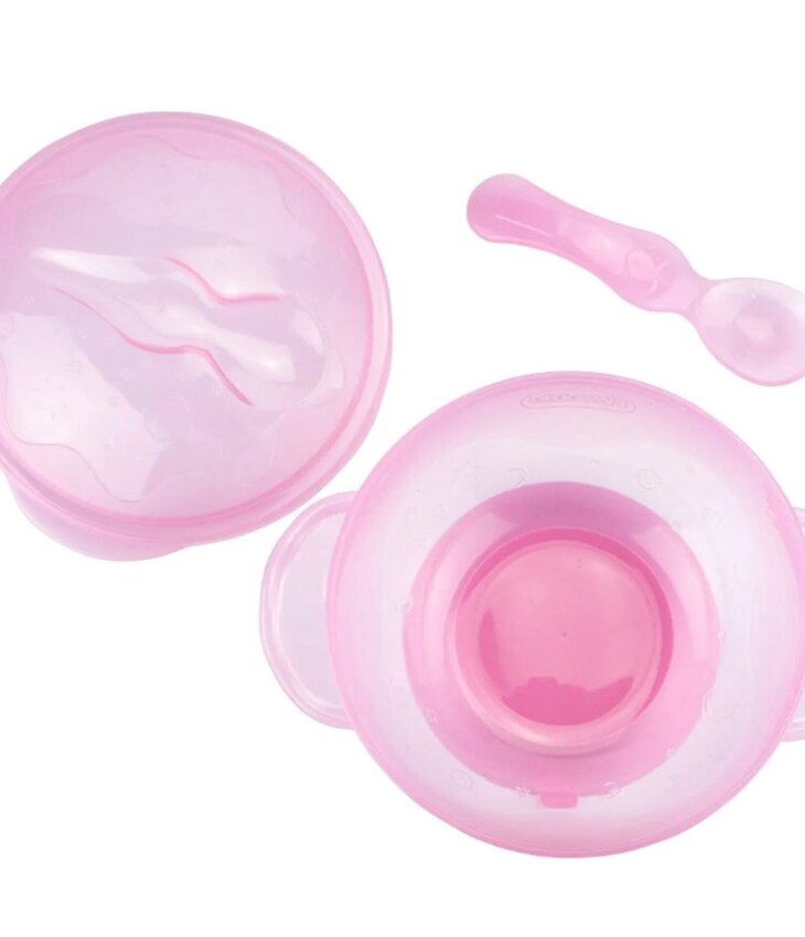 fernandaramoskids com br Kit Refeição Pimpolho Bowl com Colher Infantil Feminino Rosa2