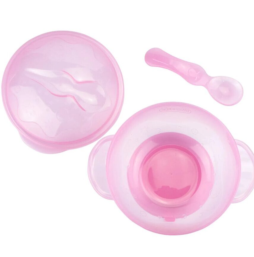fernandaramoskids com br Kit Refeição Pimpolho Bowl com Colher Infantil Feminino Rosa2