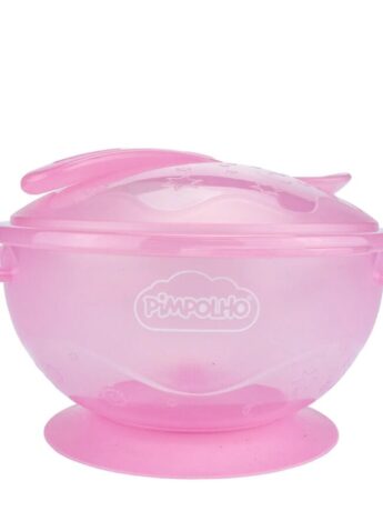 Kit Refeição Pimpolho Bowl com Colher Infantil Feminino Rosa Fernanda Ramos kids