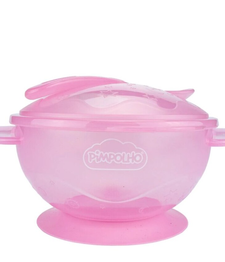 Kit Refeição Pimpolho Bowl com Colher Infantil Feminino Rosa Fernanda Ramos kids