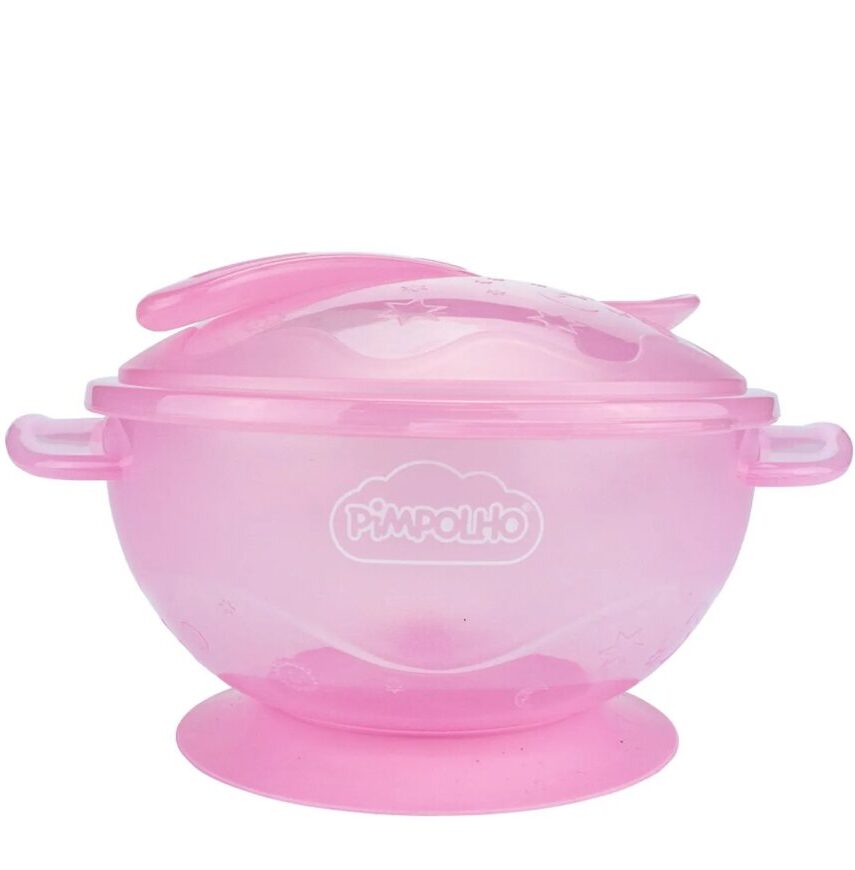Kit Refeição Pimpolho Bowl com Colher Infantil Feminino Rosa Fernanda Ramos kids