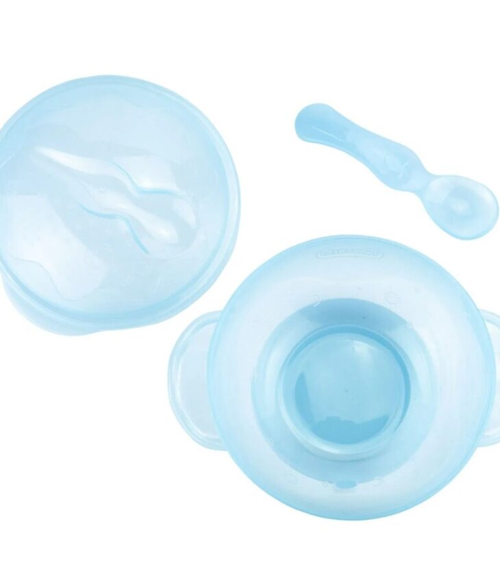 fernandaramoskids com br Kit Refeição Pimpolho Bowl com Colher Infantil Masculino Azul2